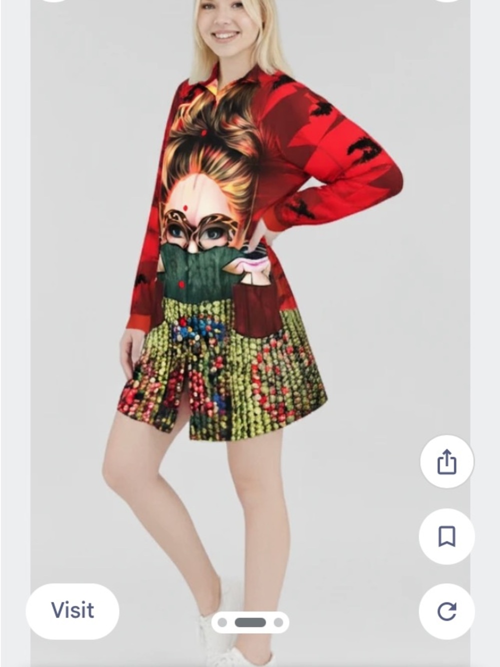 Long Sleeve Character Print Casual Mini Long Shirt Dress